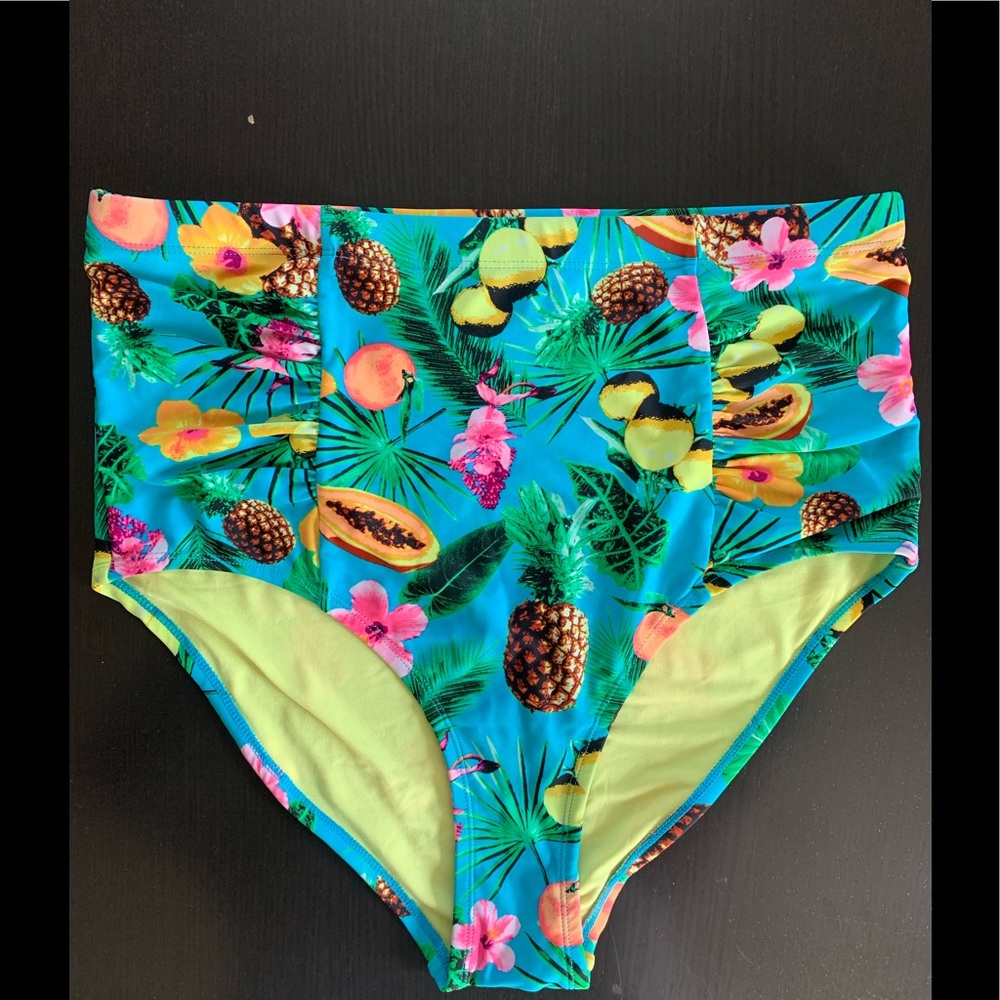 High Waisted Tropical Swim Bottoms